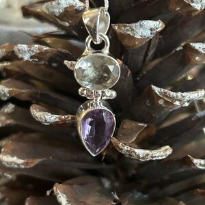 925 Sterling Green and purple amethyst necklace